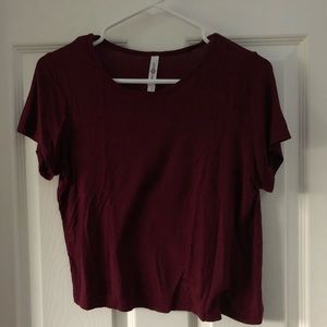 maroon top
